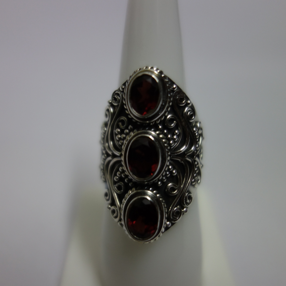 Sterling Silver Hand Crafted Garnet Ring